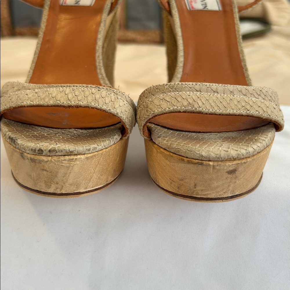 Lanvin Paris Python-Embossed Espadrille Wedges Eu… - image 3